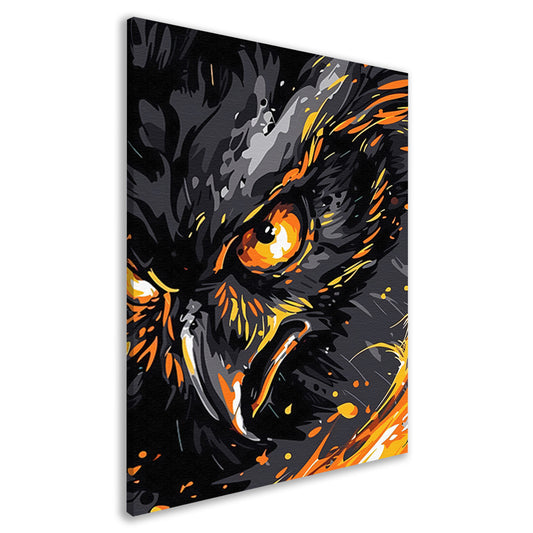 Dynamisch abstract portret van een uil canvas