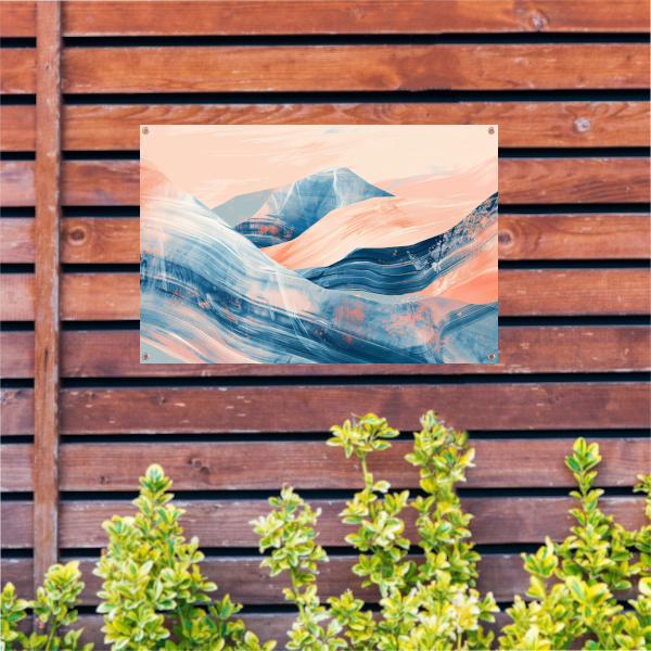 Abstracte heuvels in een dynamisch kleurenschema tuinposter