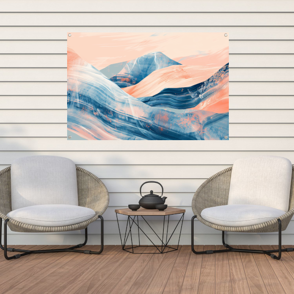 Abstracte heuvels in een dynamisch kleurenschema tuinposter