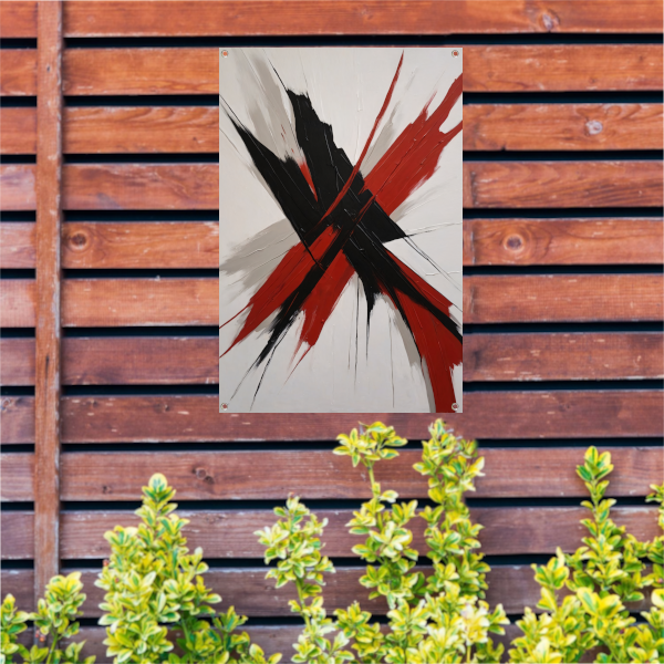 Abstracte Dynamiek in Zwart en Rood tuinposter