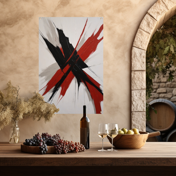 Abstracte Dynamiek in Zwart en Rood tuinposter