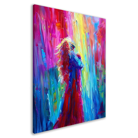 Kleurrijke abstracte papegaai in levendige tinten canvas