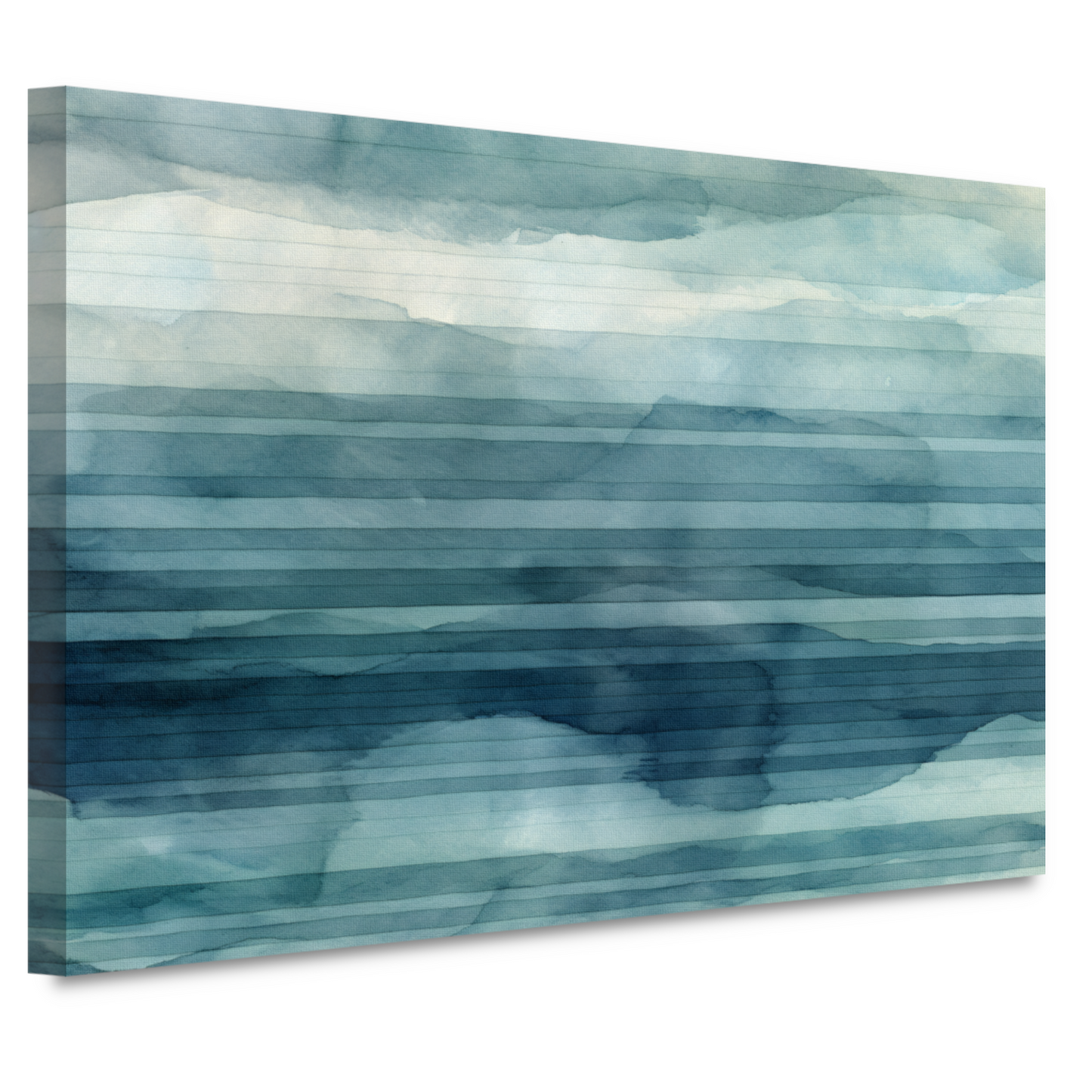 Aquarel landschap met blauwe lucht en witte wolken canvas