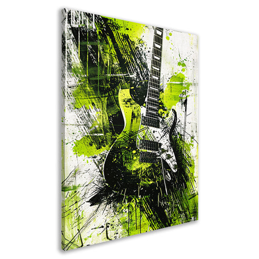 Abstracte gitaar kunst met levendige spatten canvas