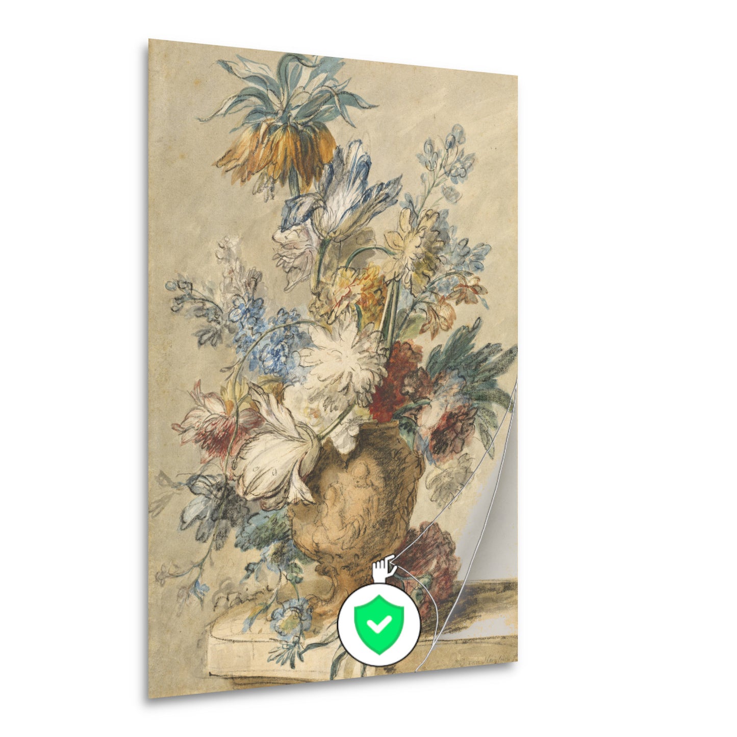 Boeket lentebloemen in een terracotta vaas - Jan van Huysum poster