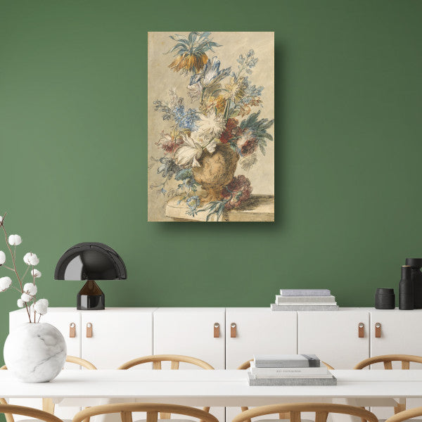 Boeket lentebloemen in een terracotta vaas - Jan van Huysum poster