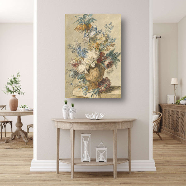 Boeket lentebloemen in een terracotta vaas - Jan van Huysum poster