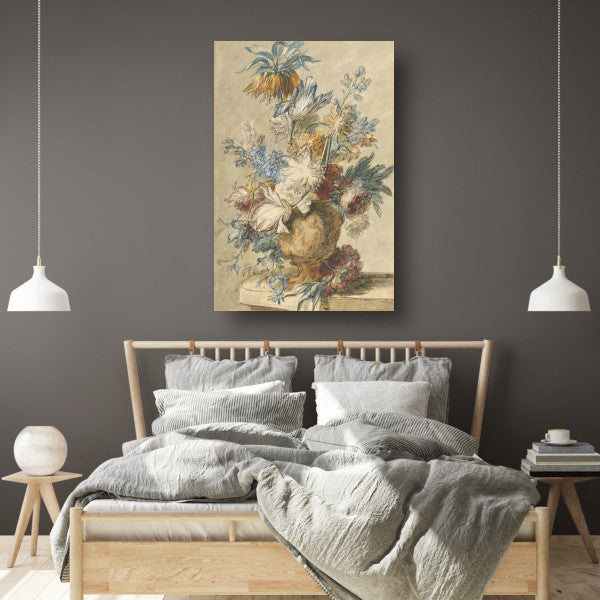 Boeket lentebloemen in een terracotta vaas - Jan van Huysum poster