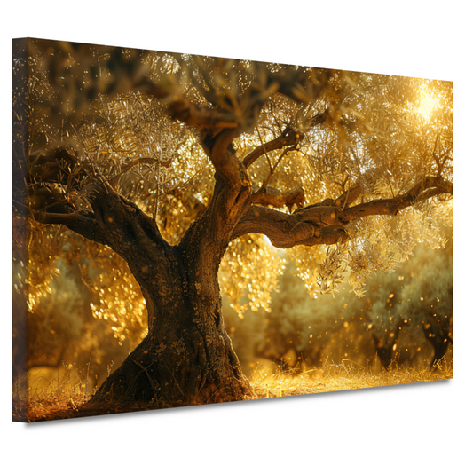 Nachtelijke bomen bij sterrennacht canvas