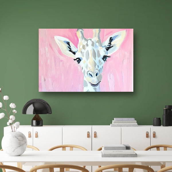 Abstract giraffe schilderij met roze tinten canvas