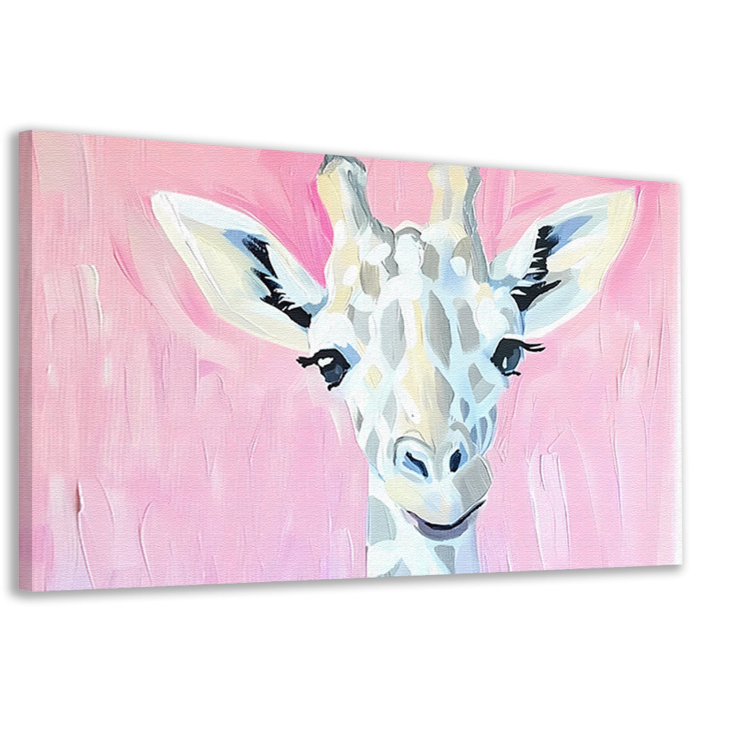 Abstract giraffe schilderij met roze tinten canvas