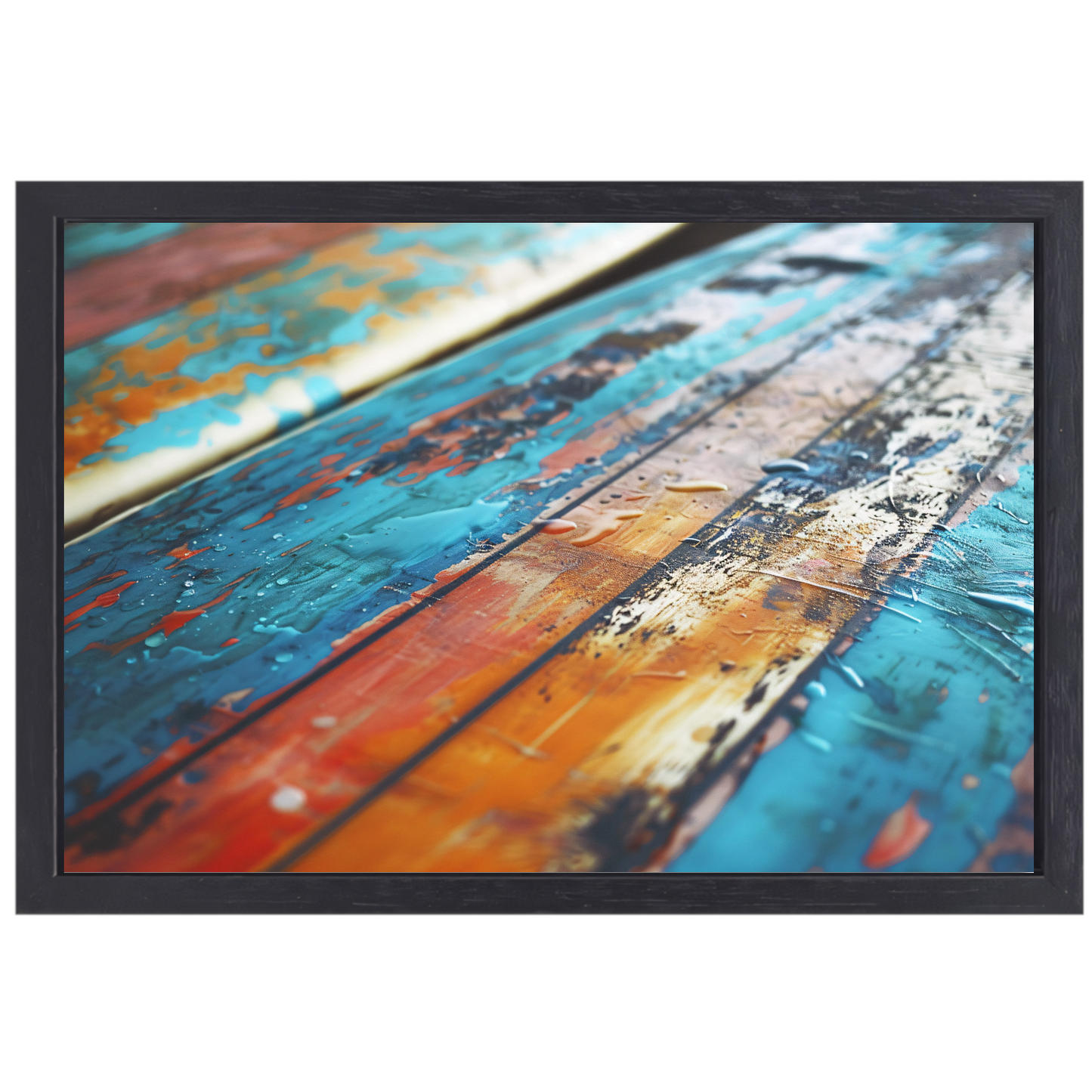 Abstracte surfplank met waterdruppels canvas met baklijst