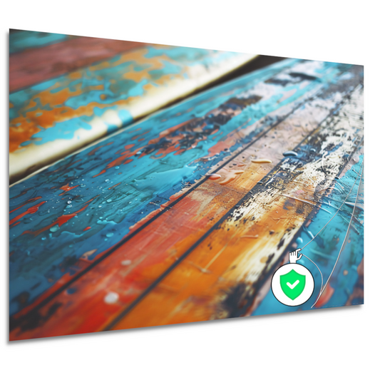 Abstracte surfplank met waterdruppels poster