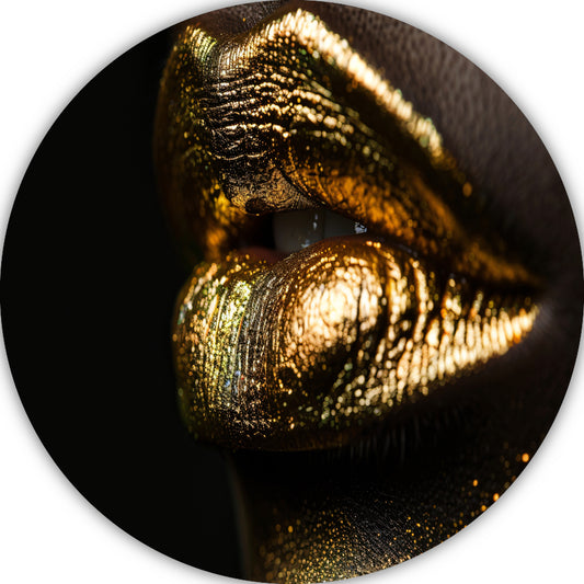 Gouden Lippenstift Op Zwart Fluweel aluminium muurcirkel