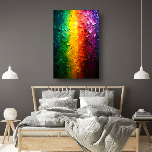 Kleurrijke abstracte textuur met regenboogpalet canvas