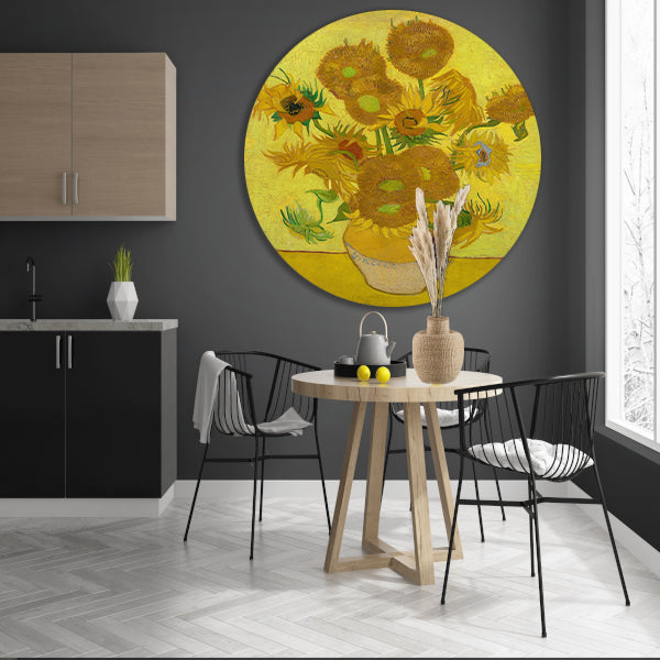 Zonnebloemen - Vincent van Gogh aluminium muurcirkel