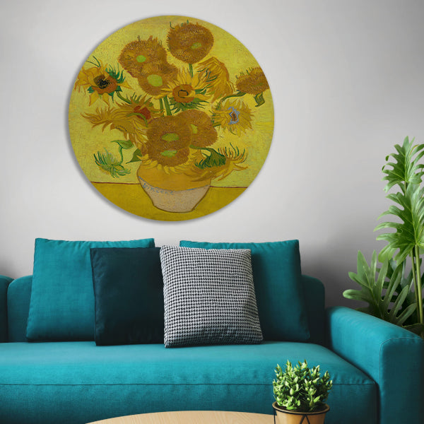 Zonnebloemen - Vincent van Gogh aluminium muurcirkel