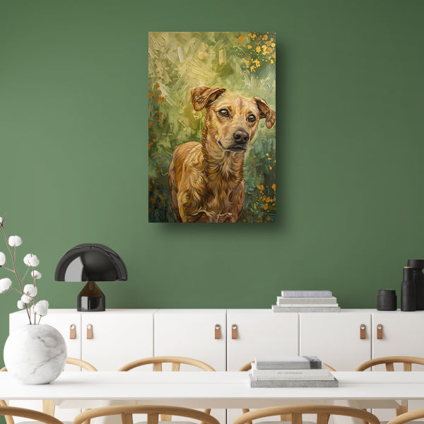 Elegante hond geschilderd in olieverf canvas