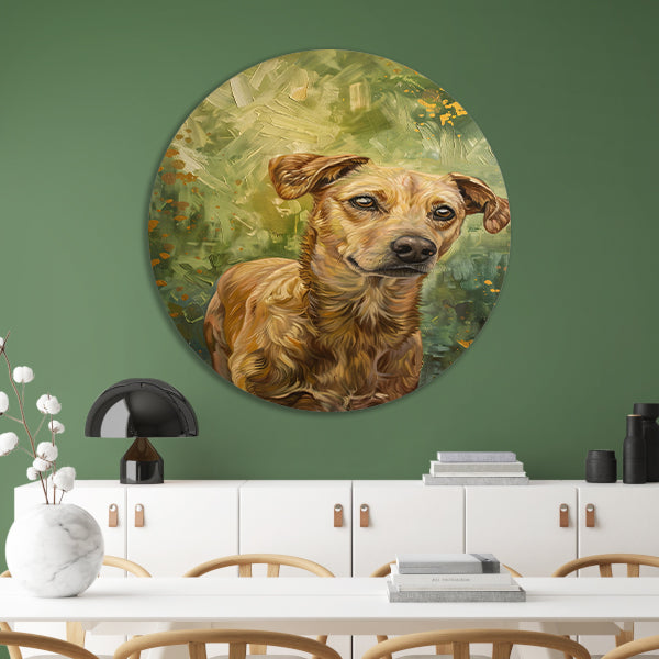 Elegante hond geschilderd in olieverf forex muurcirkel