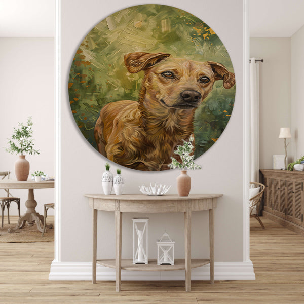 Elegante hond geschilderd in olieverf forex muurcirkel