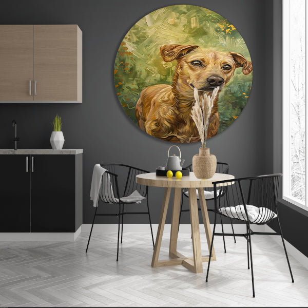 Elegante hond geschilderd in olieverf forex muurcirkel