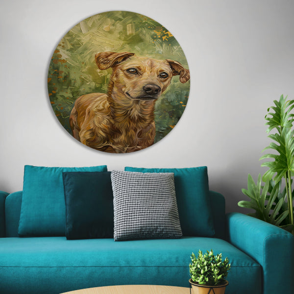 Elegante hond geschilderd in olieverf forex muurcirkel