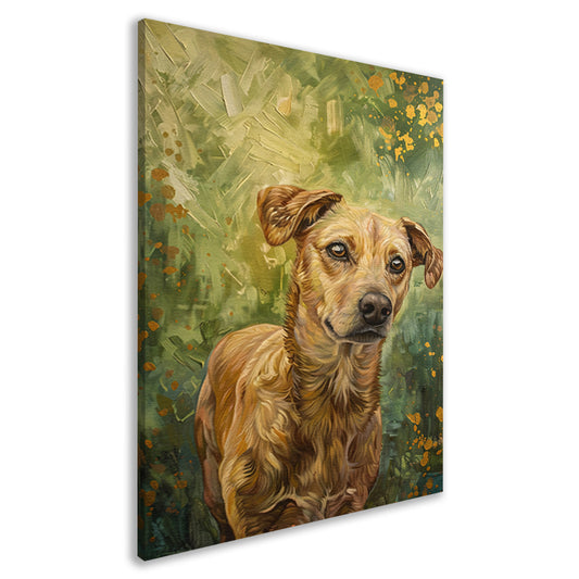 Elegante hond geschilderd in olieverf canvas