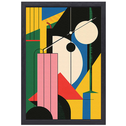 Abstract compositie met primaire kleuren canvas met baklijst