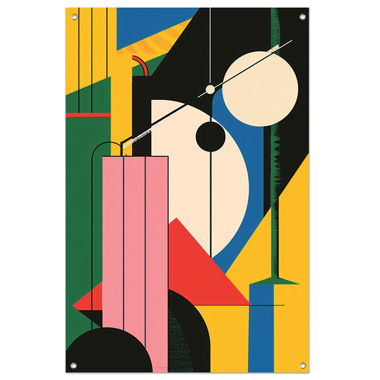 Abstract compositie met primaire kleuren tuinposter