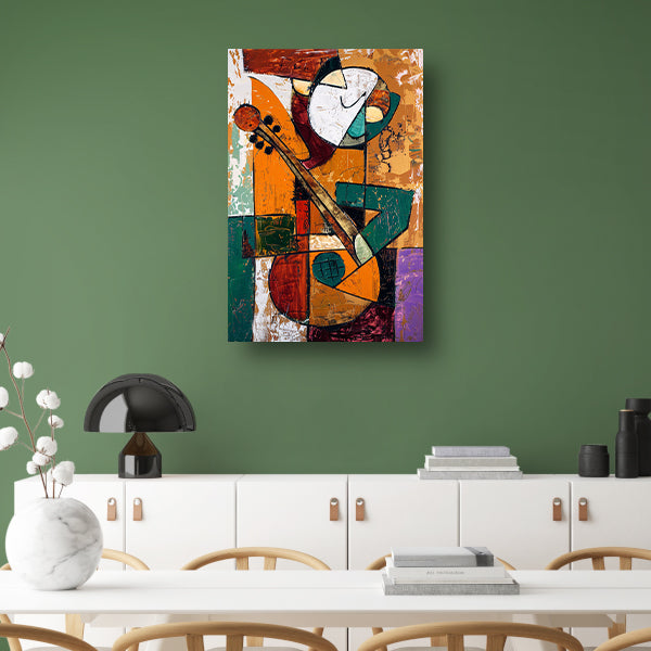 Kubistische Gitaarspeler in Levendige Kleuren acrylglas