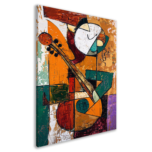 Kubistische Gitaarspeler in Levendige Kleuren canvas