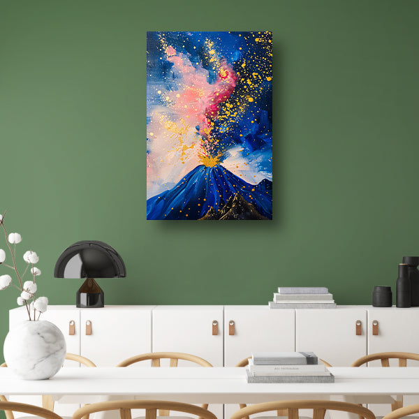 Abstract schilderij van vulkaanuitbarsting poster
