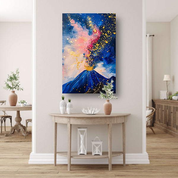 Abstract schilderij van vulkaanuitbarsting poster