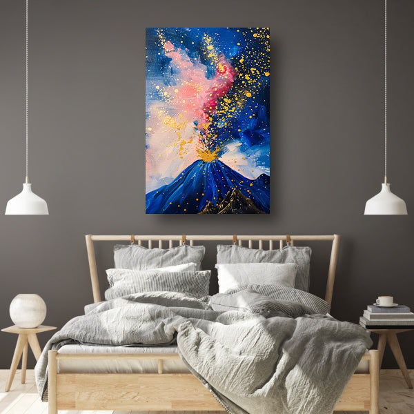 Abstract schilderij van vulkaanuitbarsting poster