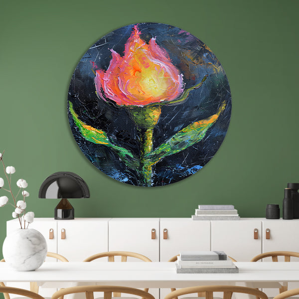 Abstract schilderij van kleurrijke roos forex muurcirkel