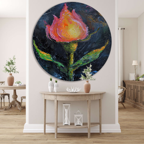 Abstract schilderij van kleurrijke roos forex muurcirkel