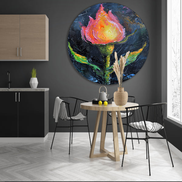 Abstract schilderij van kleurrijke roos forex muurcirkel