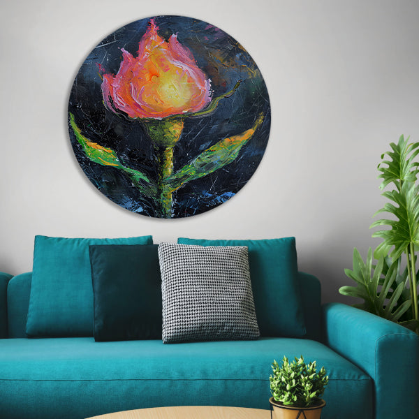 Abstract schilderij van kleurrijke roos forex muurcirkel