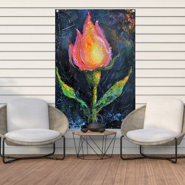 Abstract schilderij van kleurrijke roos tuinposter