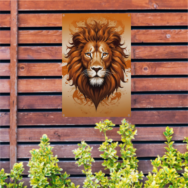 Koninklijke Leeuw in Oranje en Bruin tuinposter