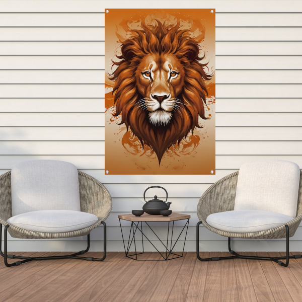 Koninklijke Leeuw in Oranje en Bruin tuinposter