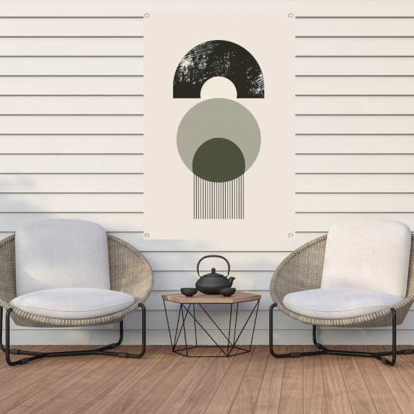 Abstracte Compositie met Cirkels en Strepen tuinposter