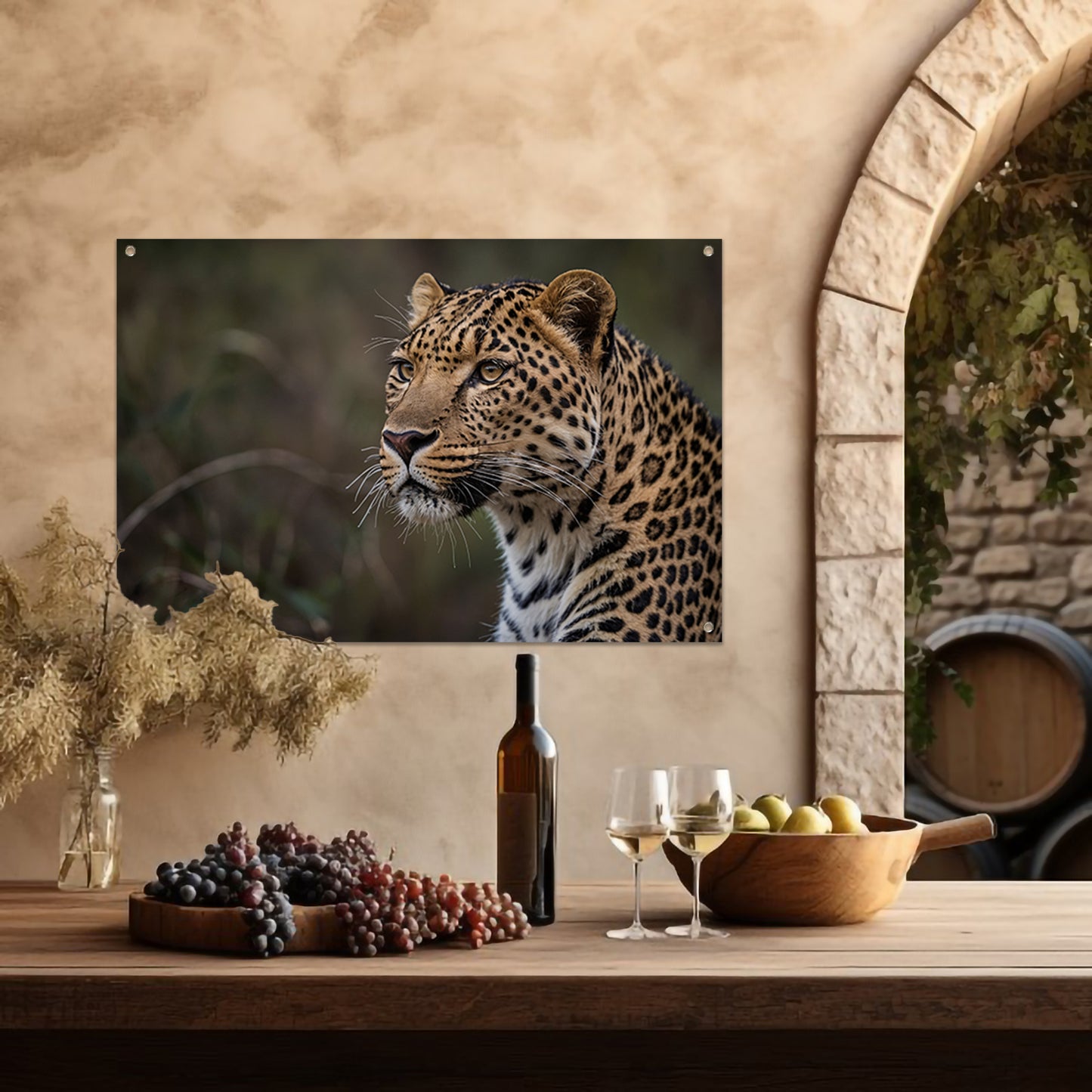 Prachtige close-up van een wilde luipaard tuinposter