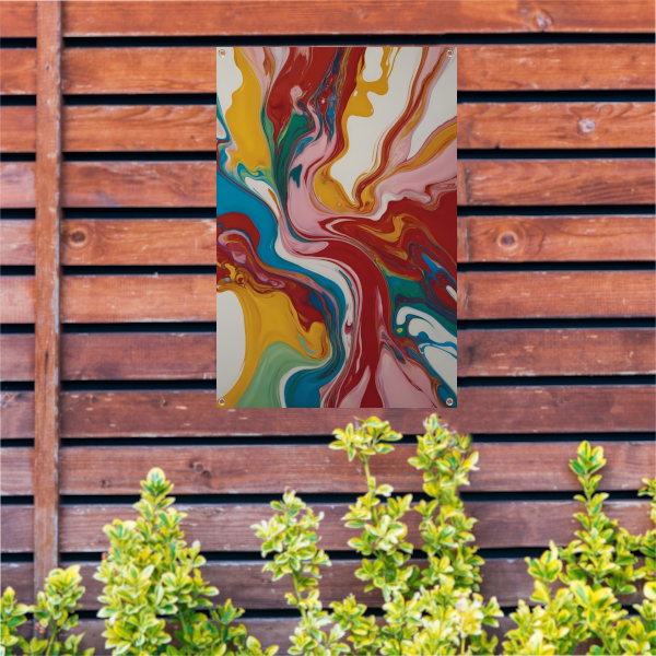Explosie van kleur en abstracte beweging tuinposter