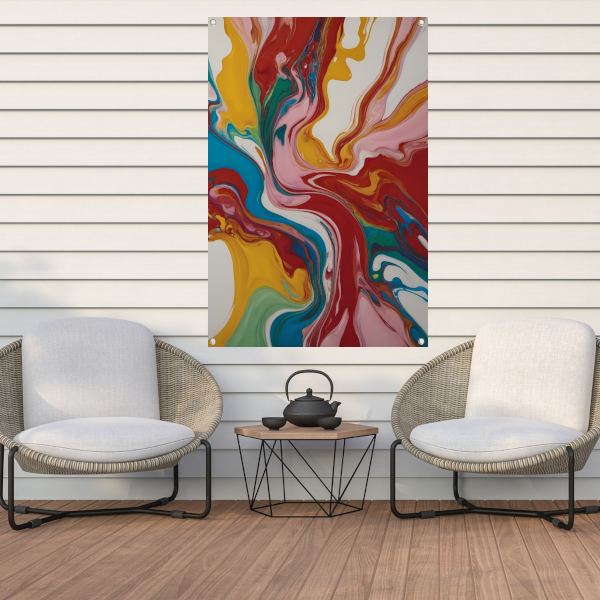 Explosie van kleur en abstracte beweging tuinposter