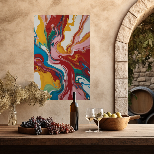 Explosie van kleur en abstracte beweging tuinposter