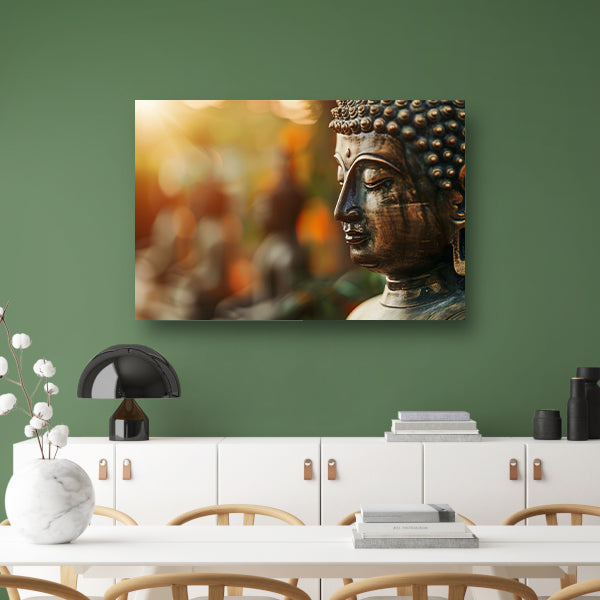 Boeddha in gouden ochtendlicht canvas