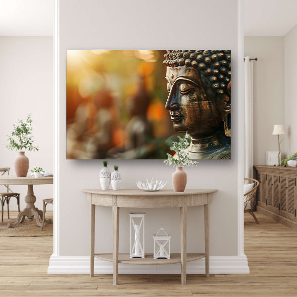 Boeddha in gouden ochtendlicht canvas