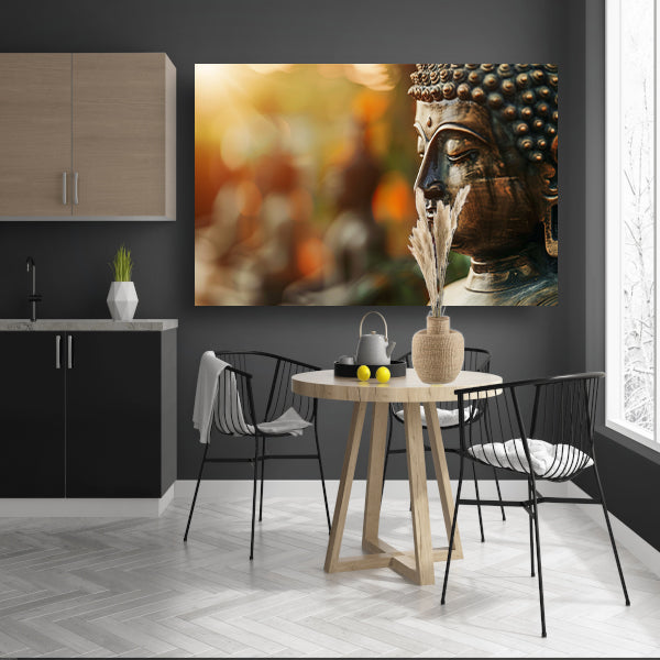 Boeddha in gouden ochtendlicht canvas