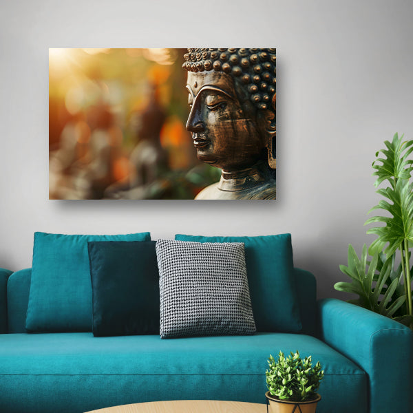 Boeddha in gouden ochtendlicht canvas